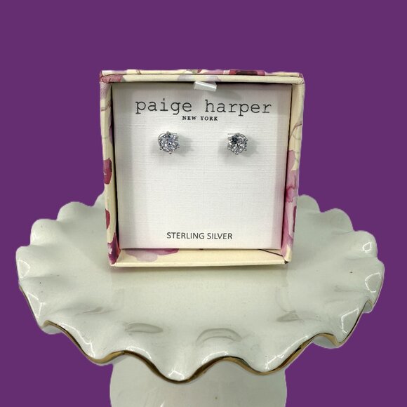 Paige Harper Giftable Sterling Silver Round CZ Earrings - Picture 1 of 3